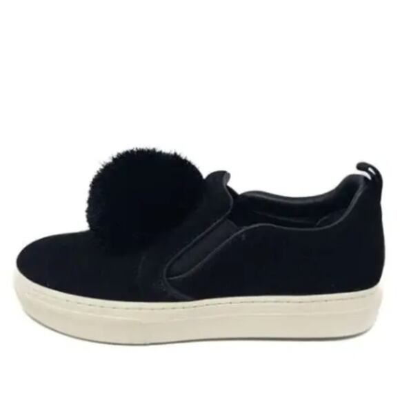Tory Burch Pom Pom Suede Sneakers – Black, Size 9 - Picture 1 of 1